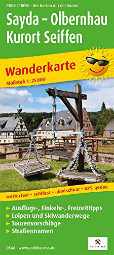 Sayda - Olbernhau - Kurort Seiffen: Wanderkarte mit Ausflugs-, Einkehr- & Freizeittipps, Loipen, Skiwanderwegen, Straßennamen, wetterfest, reissfest, abwischbar, GPS-genau. 1:25000 (Wanderkarte: WK)