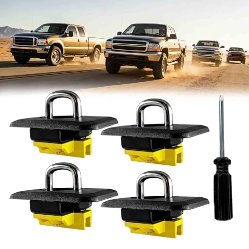 Truck Ez Tie Down Anchors Compatible with 1998-2014 F150, 1998-2016 Super Duty, 1999-2013 Chevrolet Silverado/Gmc Sierra,1995-2017 Dodge Ram Box Anchor Accessories (4pcs)