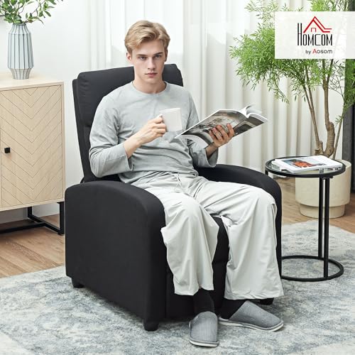HOMCOM Relaxsessel Fernsehsessel mit Liegefunktion, Leinenoptik, Gepolstert TV-Sessel mit Fußstütze, für Wohnzimmer, Schlafzimmer, Schwarz – Bild 3