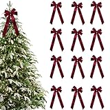 12X Schleifenband-Topper-Baum, Rote Schleifen Weihnachtsbaum, Weihnachtsdeko Rot, Nicht Flache Weihnachtsbaum-Dekorationsschleifen Für Weihnachtsbäume, Bastelarbeiten Im Innenbereich