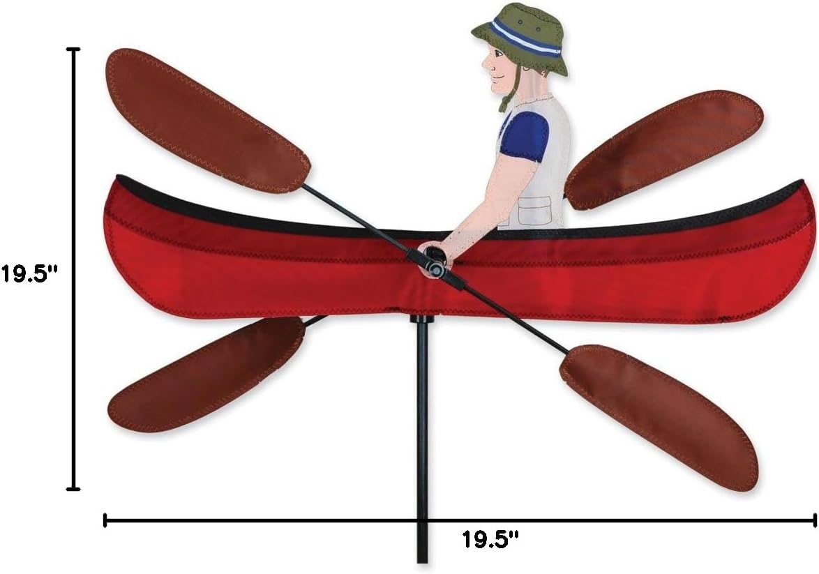 Whirligig Spinner Canoe 20" – Adventure-Inspired Outdoor Design, Weather-Resistant Outdoor Decor, Durable & Lightweight for Patios, Yards, and Gardens - Eye-Catching Wind Spinner