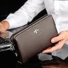 ZOYEOSIK Clutch Purse Long Wallet PU Leather Men Wrist Bag with Code Lock, brown, Medium #1