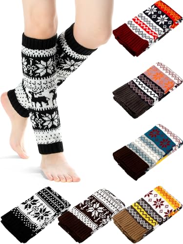 Satinior 6 Pairs Leg Warmers for Women Warm Winter Christmas
