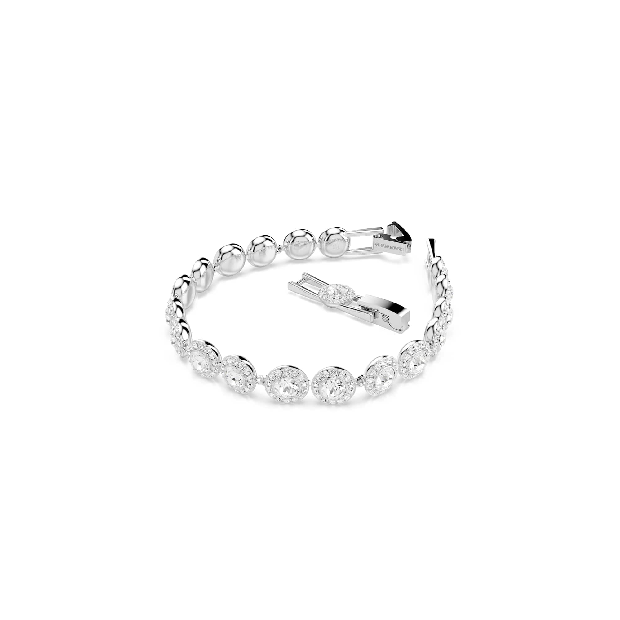 Swarovski Una Angelic Armreif, Weißes, Rhodiniertes Tennis-Armband mit Strahlenden Kristallen im Rundschliff