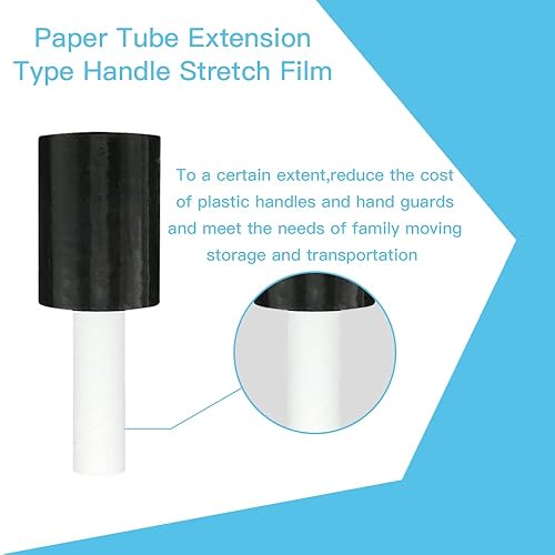 Miniatura 4 de Rollo de envoltura elástica de 5 x 1000 pies, rollo de plástico para envolver envíos en movimiento, envoltura de embalaje retráctil negra de