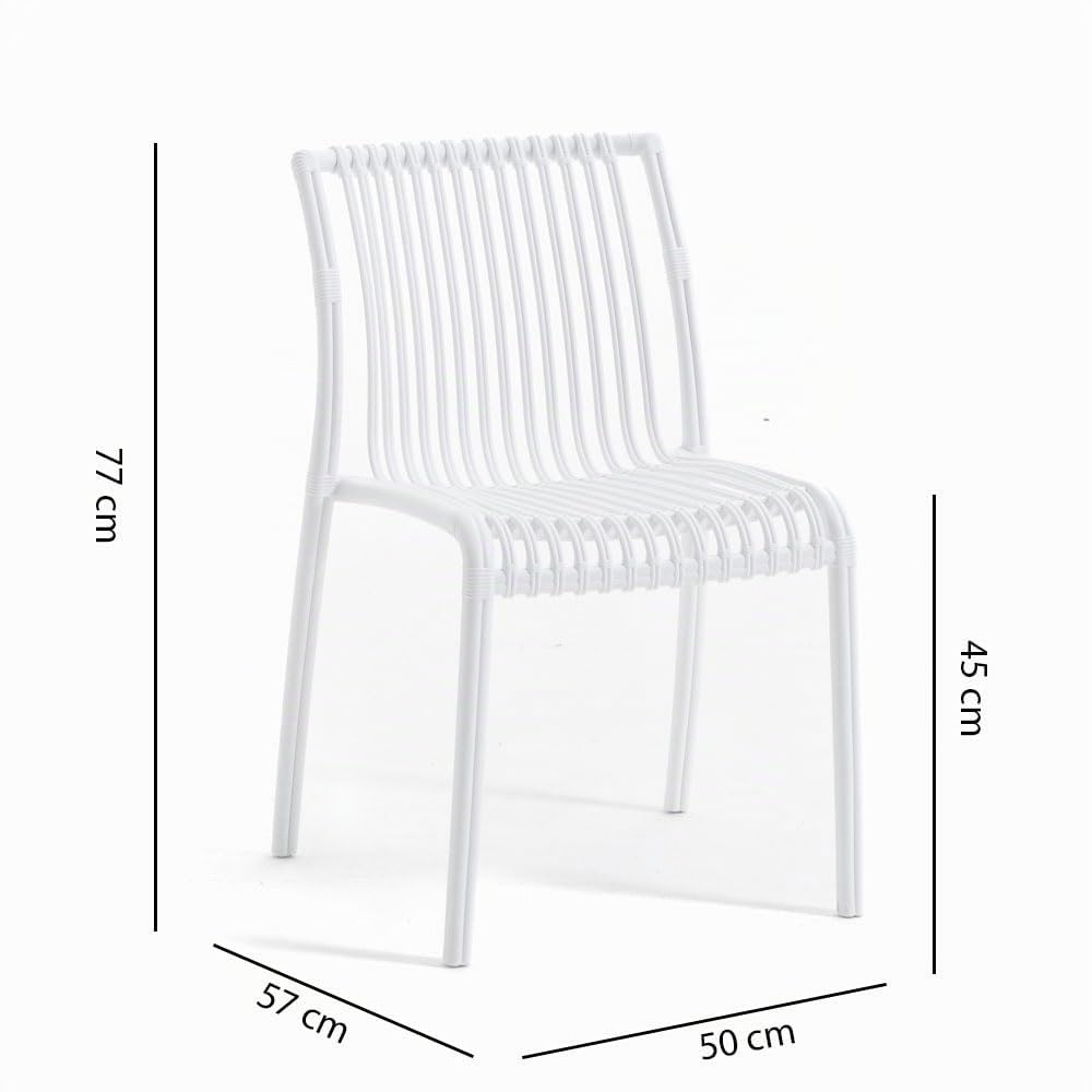 SIEDITI FUORI E DENTRO Sedie da esterno, giardino in resina con fibra di vetro impilabili, senza braccioli, di design, moderne Olimpia (4, Bianco)