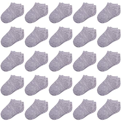 Duufin 25 Pairs Toddler Ankle Socks Low Cut Kids Half Cushion Socks Low Rise Ankle Socks for Boys and Girls