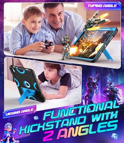 Cantis Case for iPad 11-inch (A16) 2025/ iPad 10th Generation 2022 (10.9 inch), Shockproof Cover 10th Generation with Pencil Holder & Kickstand, Black+Blue