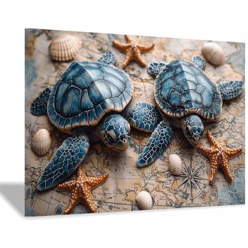 Peintures colorées d'animaux sauvages décoration murale salon tableau tortue marine 60x90