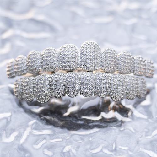 Grillz Hip-Hop 18K Gold Teeth Grillz Grills Inlaid with shiny zircon Rap Accessory Teeth Braces personality Halloween＆Christmas Wear - Comes With Tweezer & Dental Wax3