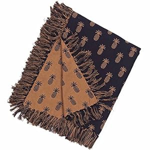Home Collection by Raghu Pineapple Jacquard Black Mocha Afghan Throw Blanket 50 x 60