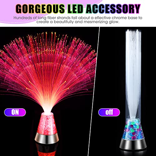 2 Packs Led Fiber Optic Lamp Color Changing Fiber Optic Centerpiece With Crystal Base Battery Powered Glitter Fiber Optic Lights 13.5 Inch Calming Sensory Light For Table Home Decor, Remote Control #TOP2