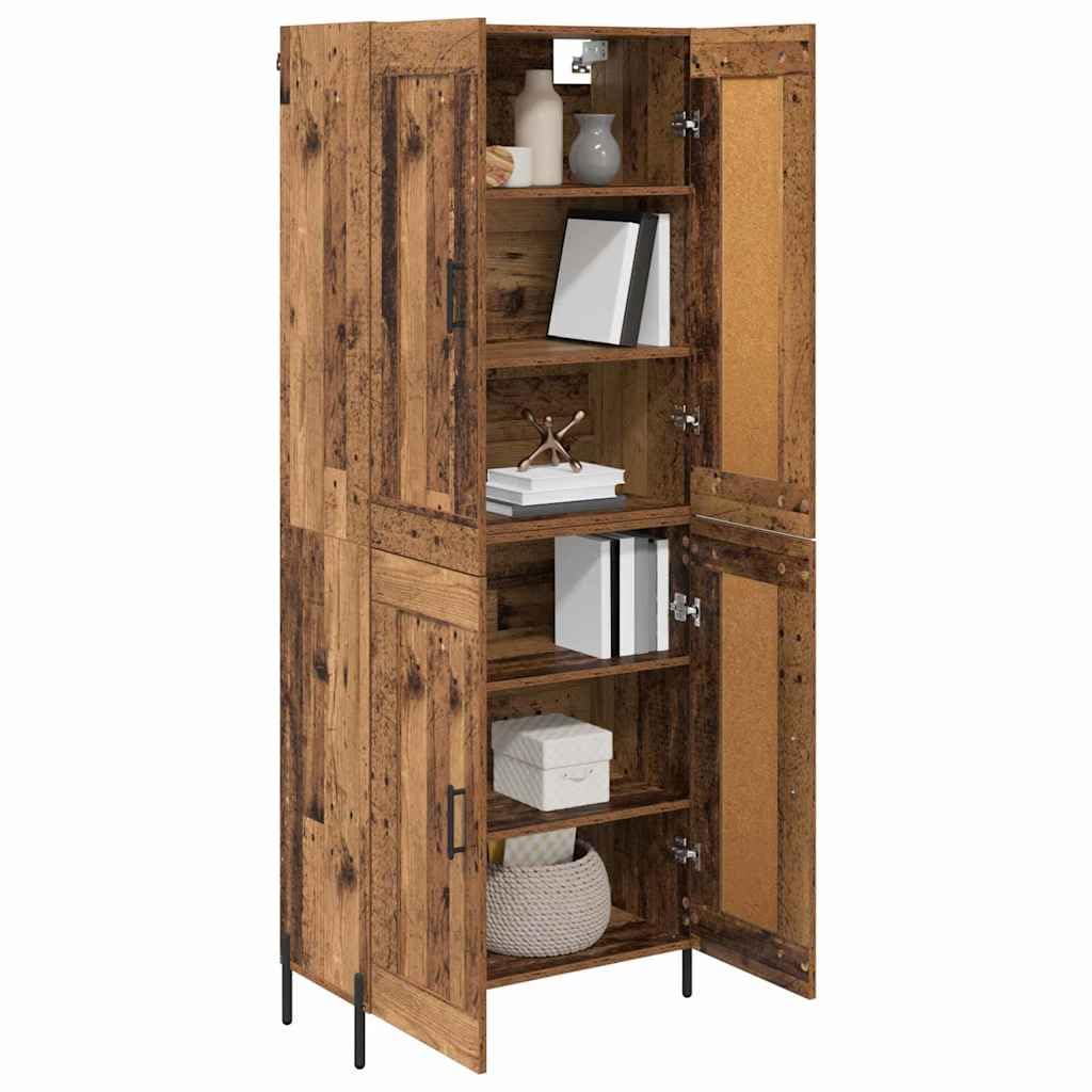 Komoda Highboard z materiału drewnopochodnego z 2-częściowego zestawu, wysokość 180 cm, 4 drzwi na zawiasach, stabilna metalowa rama, uniwersalna szafka do kuchni i salonu do przechowywania i