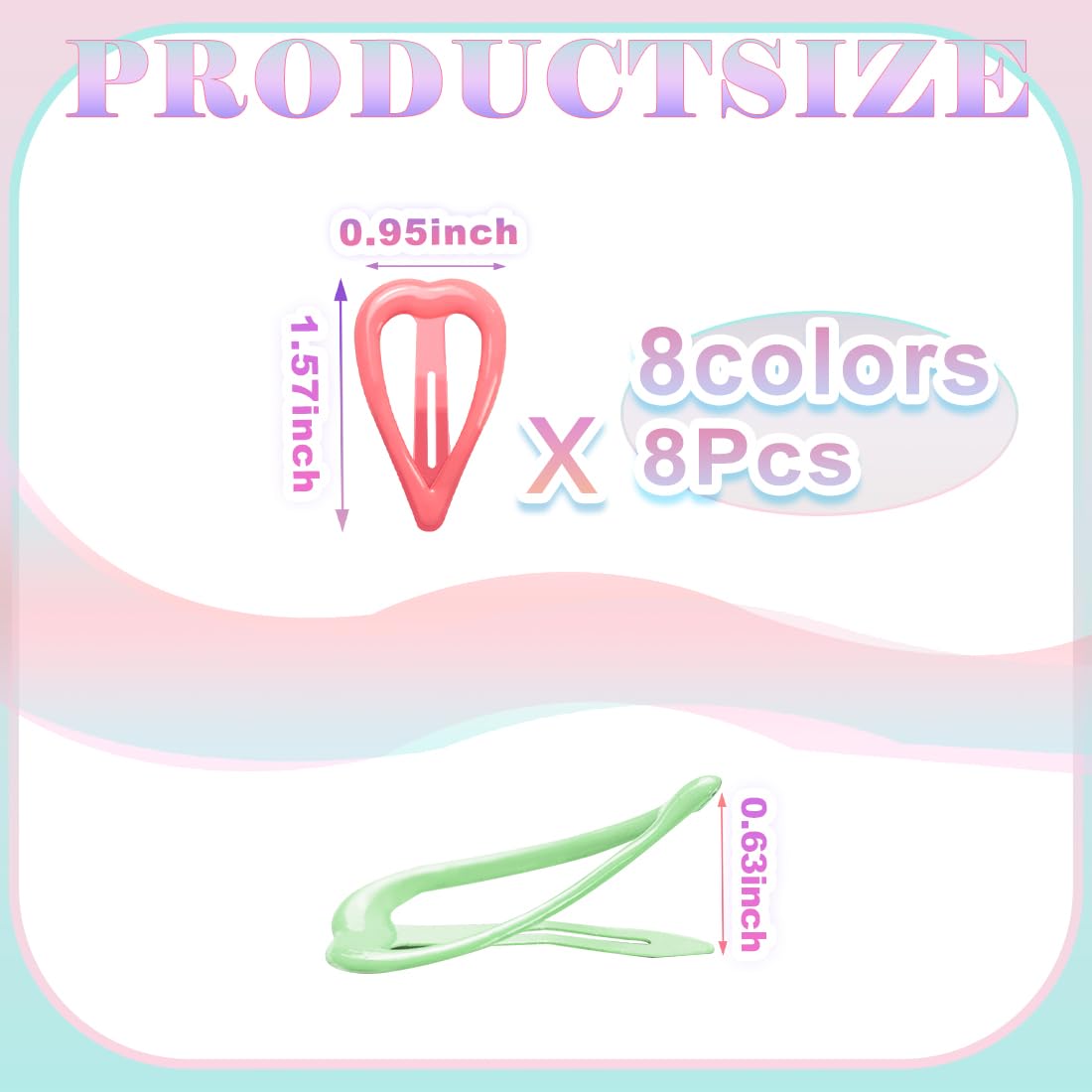 64 Pcs Cute Metal Heart Snap Hair Clips for Women & Girls - Strong Hold Small Barrettes for Thin Fine Hair Accessories (8 Colors) - Image 2