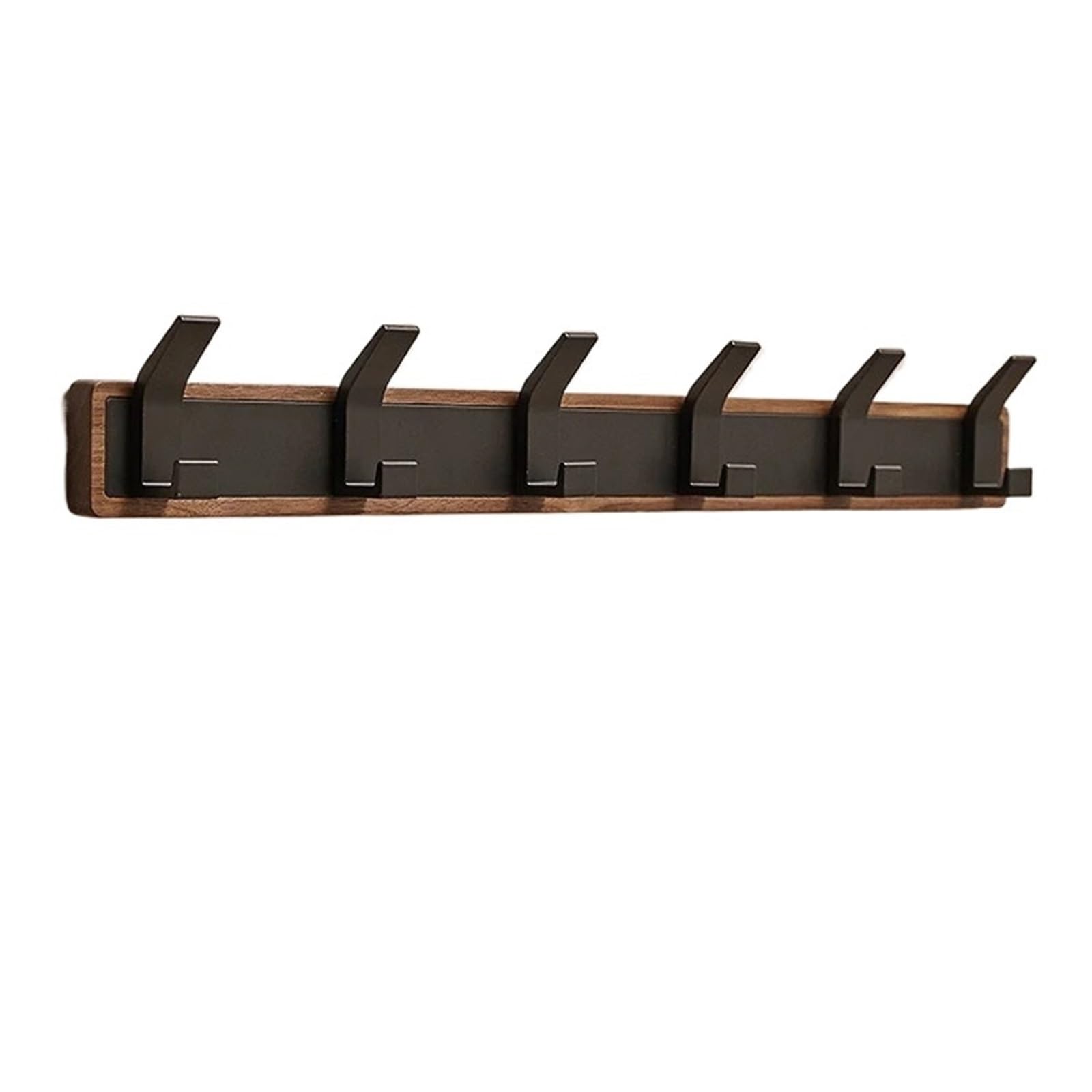 Ryqzhhy 6 Hooks Coat Hooks Black Wood Wall Hook Multifunctional Hanging Coat Rack(6 Hooks)