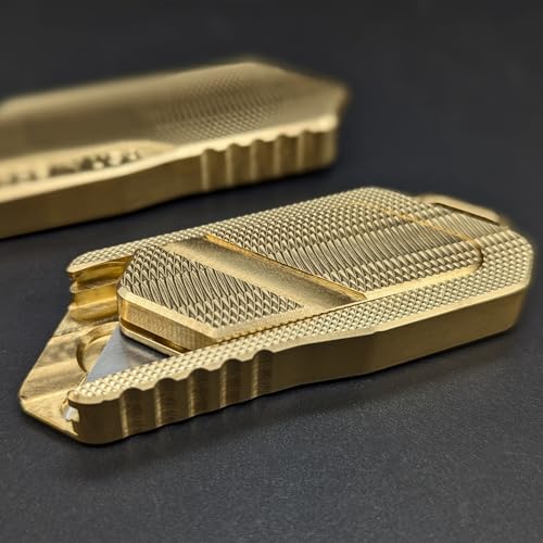 Milspin Magnus Utility Knife | Box Cutter | EDC Utility Blade | Utility Knives | Retractable Razor Blade | EDC | Veteran Made in the USA (Brass (2.0))