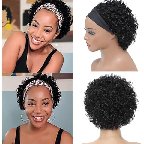 1B Curly Wigs For Black Women Black Curly Wig Short Black Wigs For Women Glueless Wig Cheap Short Curly Human Hair Wigs, Kinky Curl Bob Glueless Wigs Color Natural Black 1B None Lace Front Wig Cover