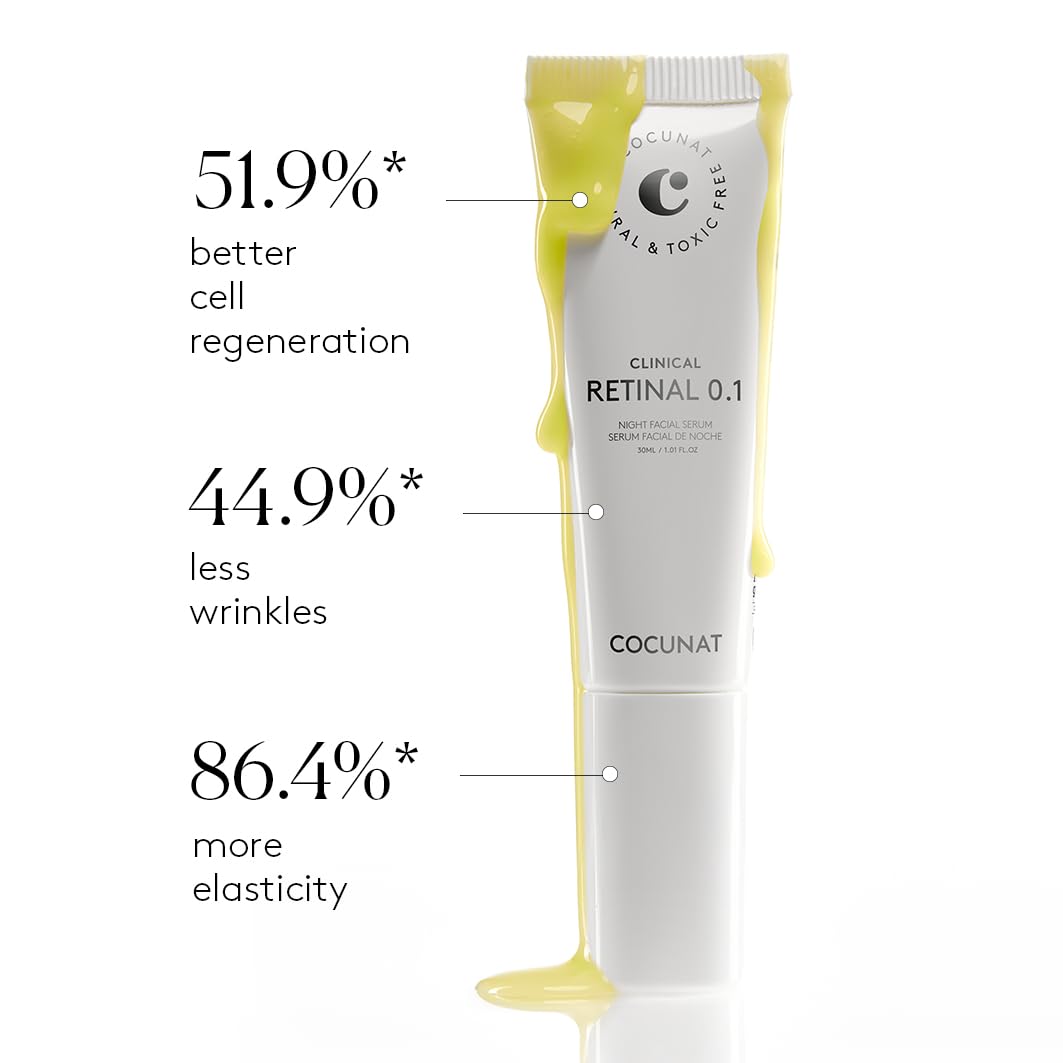 COCUNAT - CLINICAL RETINAL 0.1 - Vitamin A Retinal Serum - Reduces Wrinkles, Spots and Flaccidity - Regenerates and Rejuvenates - For All Skin Types - With Niacinamide and Hyaluronic Acid