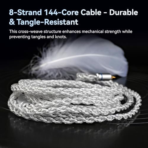 Yinyoo KBEAR 2-Pin IEM Kabel – 5N 8-Core OFC Silberbeschichtetes HiFi In-Ear Monitor Kabel, 120 cm, 3,5 mm Anschluss, Kompatibel mit SIMGOT EW300/EW200 für Musiker und Audiophile