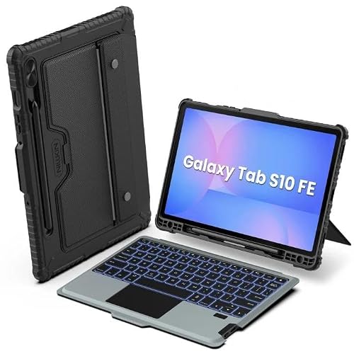 Nillkin for Samsung Galaxy Tab S10 FE Detachable Keyboard Case with 7 Backlit, Kickstand, Trackpad, S Pen Holder, for Samsung Tablet S10 FE Keyboard 10.9 inch