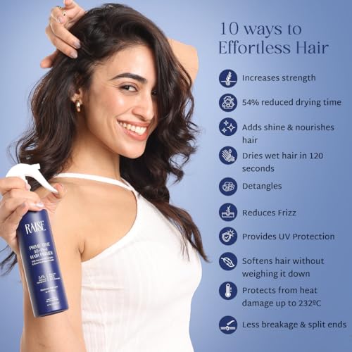 Image of Raise Prime Time 10-in-1 Hair Primer | Heat Protectant Spray with Argan Oil | Frizz Control, Shine & Smoothness | Cuts Drying Time by 54% | SLS & Paraben Free Leave-In Hair Treatment | 200 ml