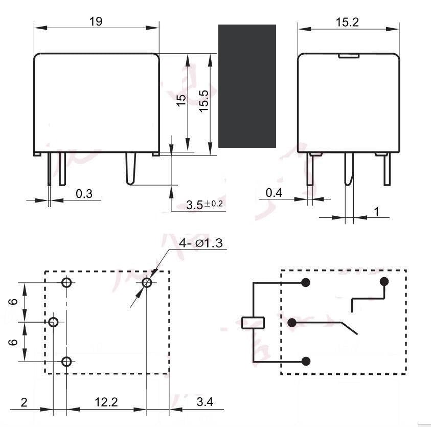 Relé 4 pines 6V 10A T73 t73-1a-6v-10a para placas electrónicas 2