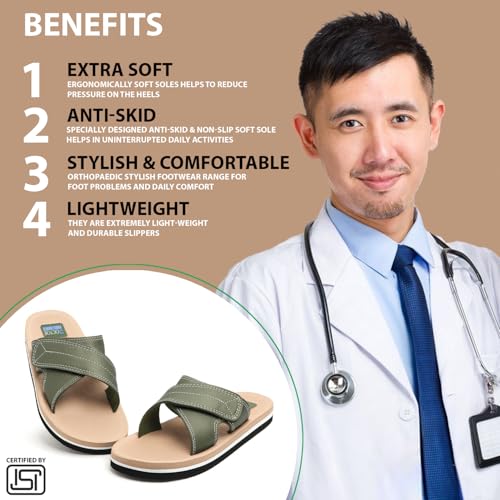 Image of Men's Comfort Slippers with Cross Strap Design | Cushioned Footbed & Shock Absorbing Sole | Lightweight Everyday Wear Slippers for Home, Office & Casual Use