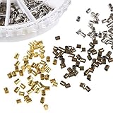 Pandahall 1Box/420pcs 6 Colors Brass Tube Crimp Beads Cord Cover Tips End Mixed Color 3x3mm Antique Bronze & Red Copper & Golden & Silver & Platinum & Black Column Findings