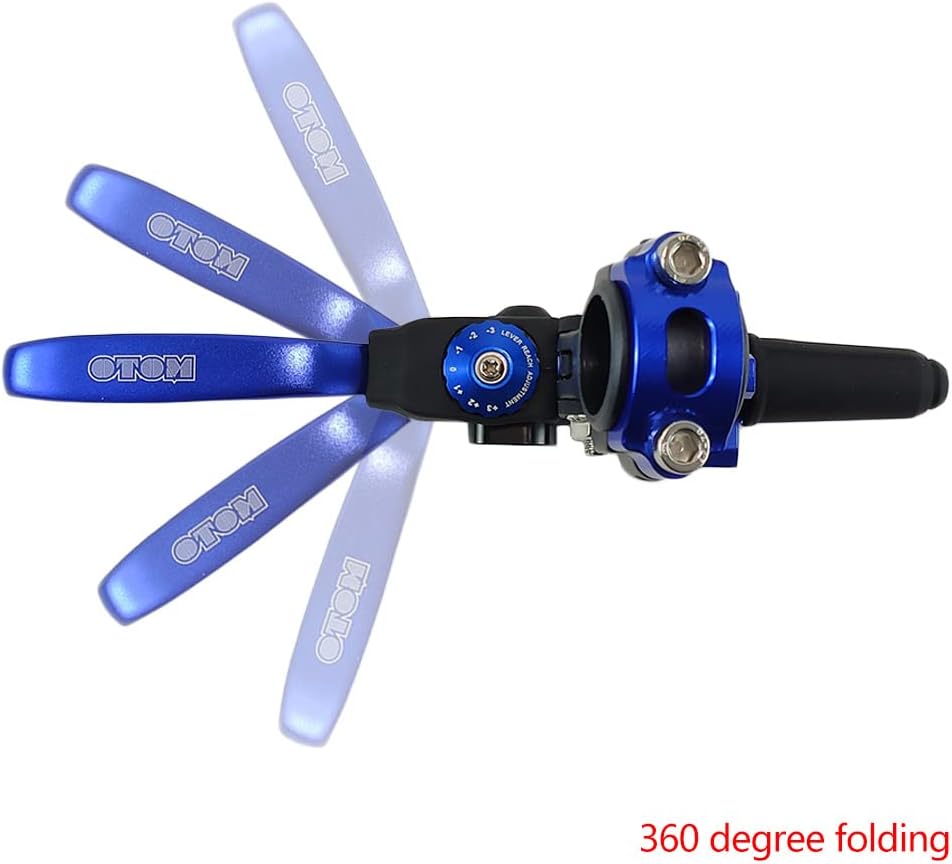 OTOM Universal Motorcycle Aluminum 7 Gear Foldable Clutch Lever Adjustable Handle Clutch 7/8" 22mm for Dirt Bike Mini Bikes ATV Scooter (Blue)