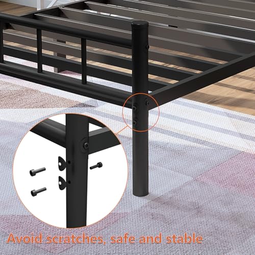 Image of zizin Twin Size Metal Bed Frame with Headboard & Footboard 14 Inch Metal Platform Mattress Foundation Support with Steel Slat, Under Bed Storage, No Box Spring Needed