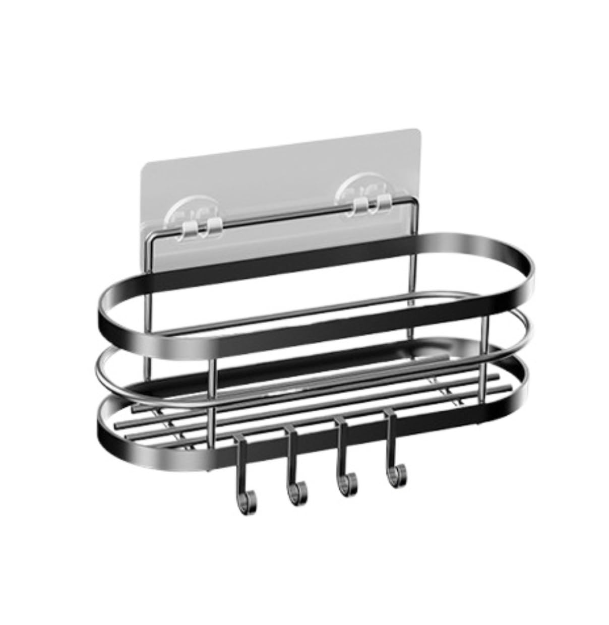 AZHKJKZH Shower Shelf Wall-mounted Shower Caddy Shelf With Hooks Organizer Storage Rack No Drilling For Bathroom Bathroom Accessories(27 * 8 * 8cm)