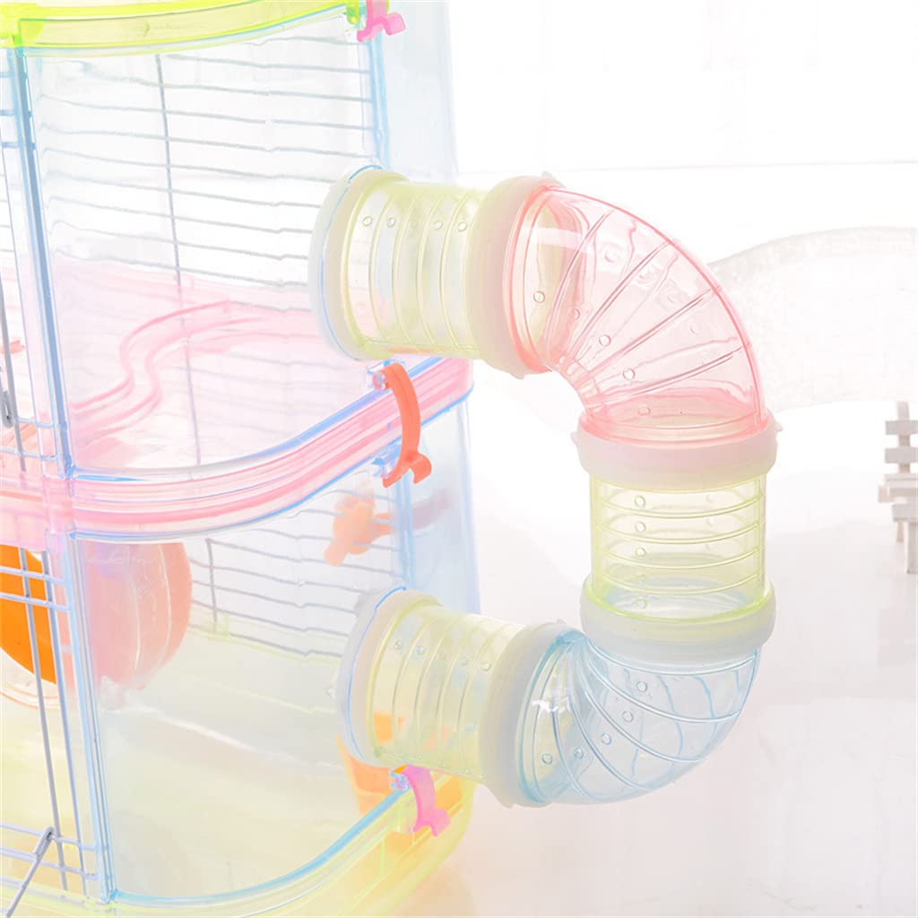 Jaula hámster Jaula transparente de cristal para hámster multicapa, pequeña mascota de lujo, casa de hámster de una sola capa, doble capa, fuera de la jaula de tuberías Hábitat animales pequeños