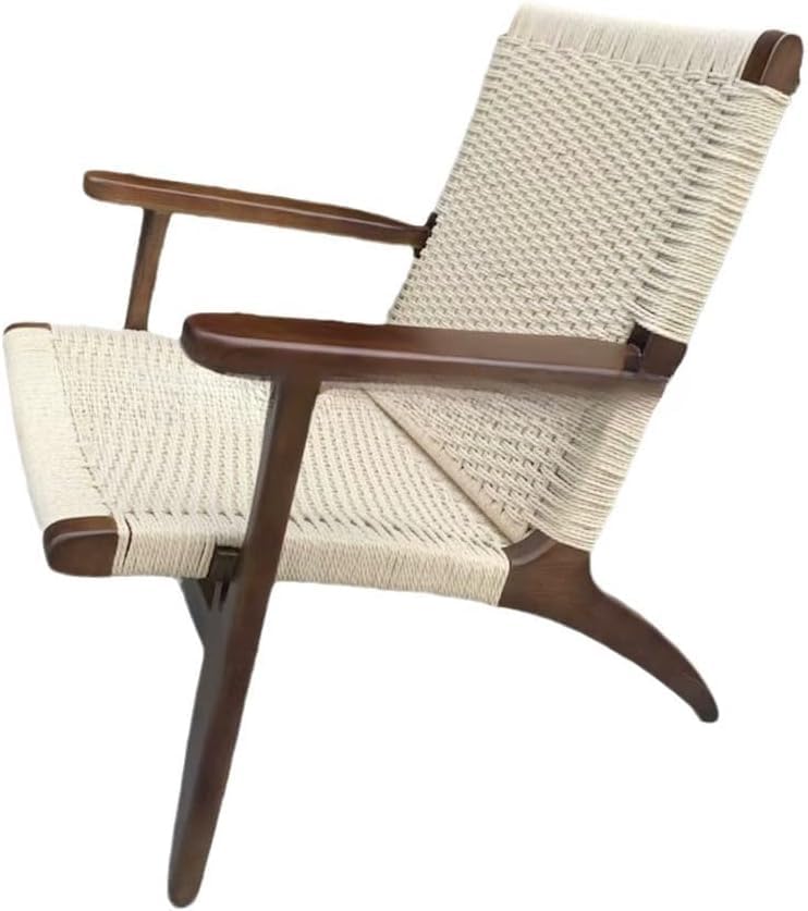 CHENHOJU Armlehnstuhl aus Massivholz, Rattan, für Zuhause,...