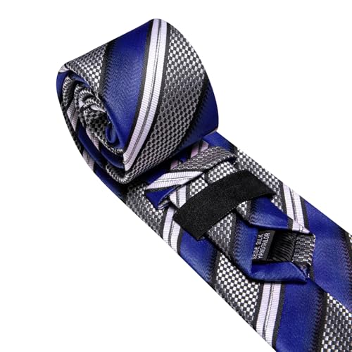Image of Barry.Wang Mens Tie Set Plaid Check Neckties Formal Business Wedding Luxury Pocket Square Cufflinks