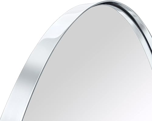 Miniatura 5 de TEEBARN Brushed Nickel Oval Bathroom Vanity Mirror 20x30 Pill Shaped Capsule Wall Mounted Mirror with Metal Frame Hangs Vertical & Horizontal