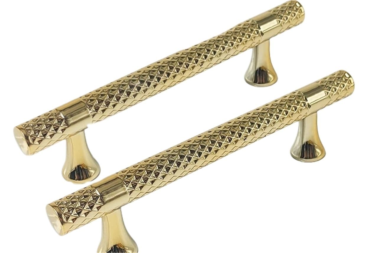 IRFHDCX Cupboard Handles 2PCS Plastic Handle, Modern Simple Wardrobe Door Drawer Cabinet, Furniture Shoes(Bright Gold 128mm)