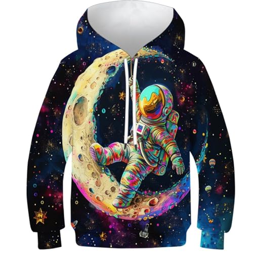Sweatshirt astronaute garçon 8-10 ans avec pull imprimé 3D et poches pour l'école