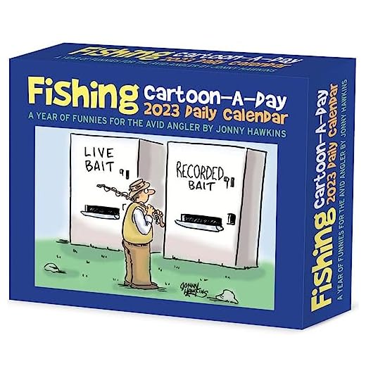 Fishing Cartoon-A-Day by Jonny Hawkins 2023 Box Calendar
