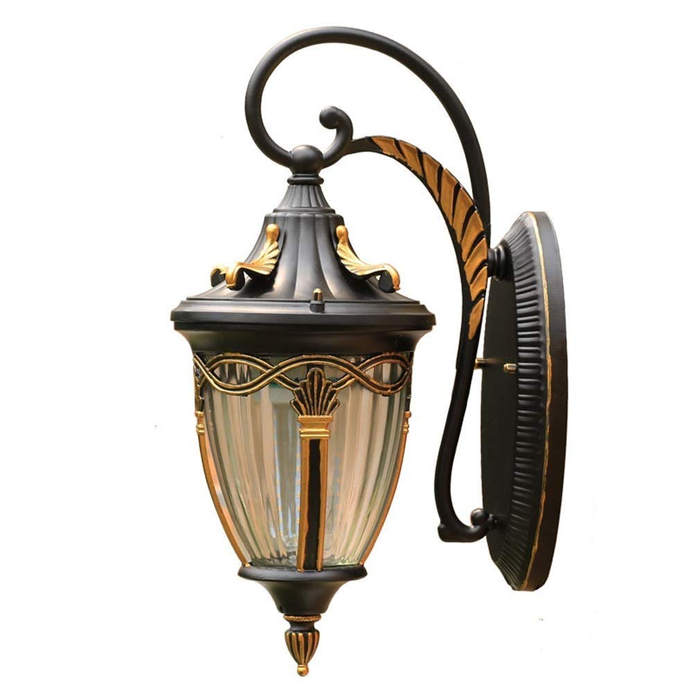 noxozoqm Indoor/Outdoor Wall Sconce Black with Seeded Glass Shade LED Wall Light Victorian Clear Fixture Lantern Cast Aluminum