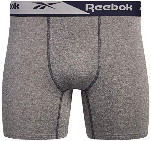 Reebok Men's Boxer Briefs – 3 Pack Performance Mens Underwear Boxer Briefs - Moisture Wicking Athletic Underwear for Men S-XL, Size Medium, Medium Grey/Martime Blue4