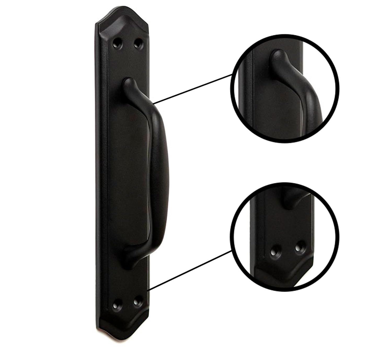 ARCO Sliding Door Handles - Set of 2 Handles with Plate in Black Finish - Image 2