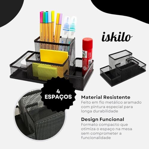 ISKILO Porta Lapís Organizador Caneta Clips Lembrete Aramado Escritorio Treco Material Objeto