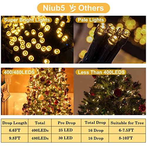Christmas Tree Lights - Christmas Lights Outdoor Indoor 480 Led 9.8Ft X 16 Drop Christmas Outdoor Lights With 8 Models & Memory Function & Timer Warmwhite #TOP5