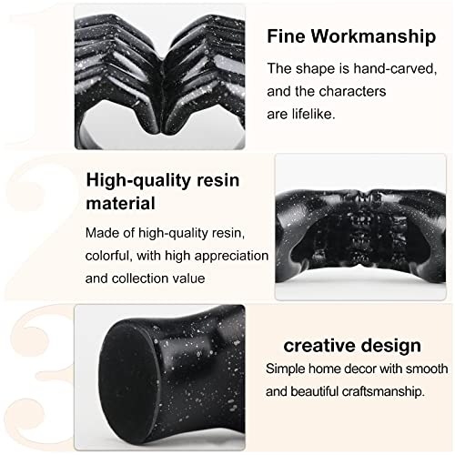 Dovdov Hand Statue, Black Heart Statue, Love Pose Sculpture, Abstract Hand Gesture Sculpture, Black Modern Home Decor, Family Living Room Decoration, Entrance Desk #TOP5