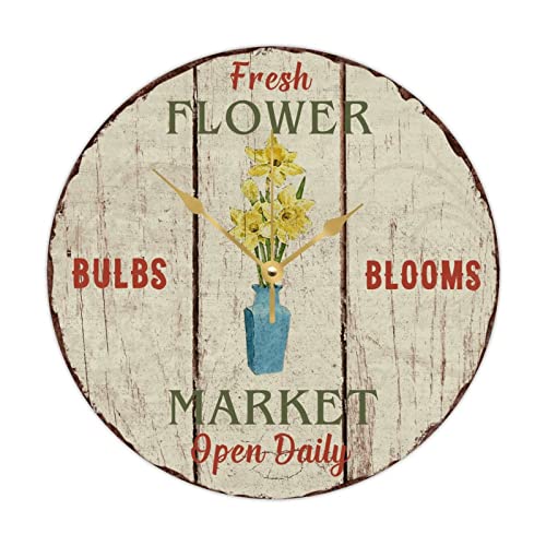 Horloge murale vintage silencieuse sans tic-tac fleurs - 2