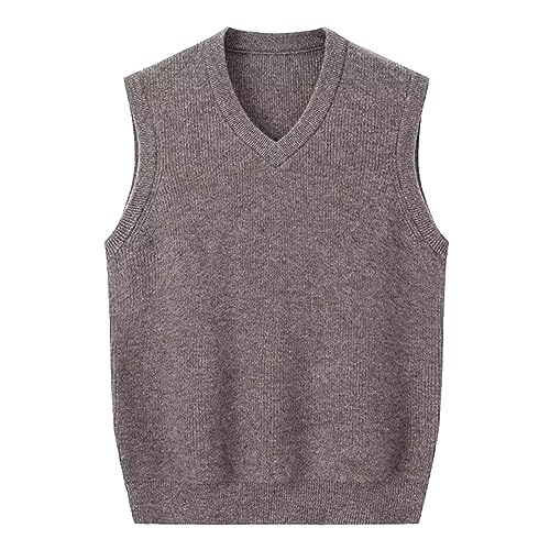 ZMNKH Gilet Uomo Maglione Collo a V Maglioni Senza Maniche Maglie Pullover 100% Cachemire Gilet Uomo d'Affari Gentleman Gilet