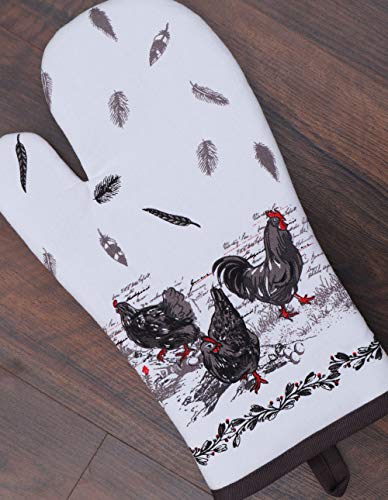 Amour Infini Farm Life Rooster 5 Pack Kitchen Set | 100% Cotton Machine Washable | 2 Kitchen Towels, 2 Pot Holders And Oven Mitt | Perfect For Gifting, Baking And Everyday Cooking #TOP3