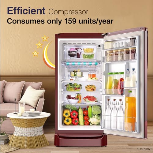 Image of Godrej 180 L 3 Star Farm Fresh Crisper Technology With Jumbo Vegetable Tray Direct Cool Single Door Refrigerator Appliance(, RD R190C WRF WN RD, Wine Red)