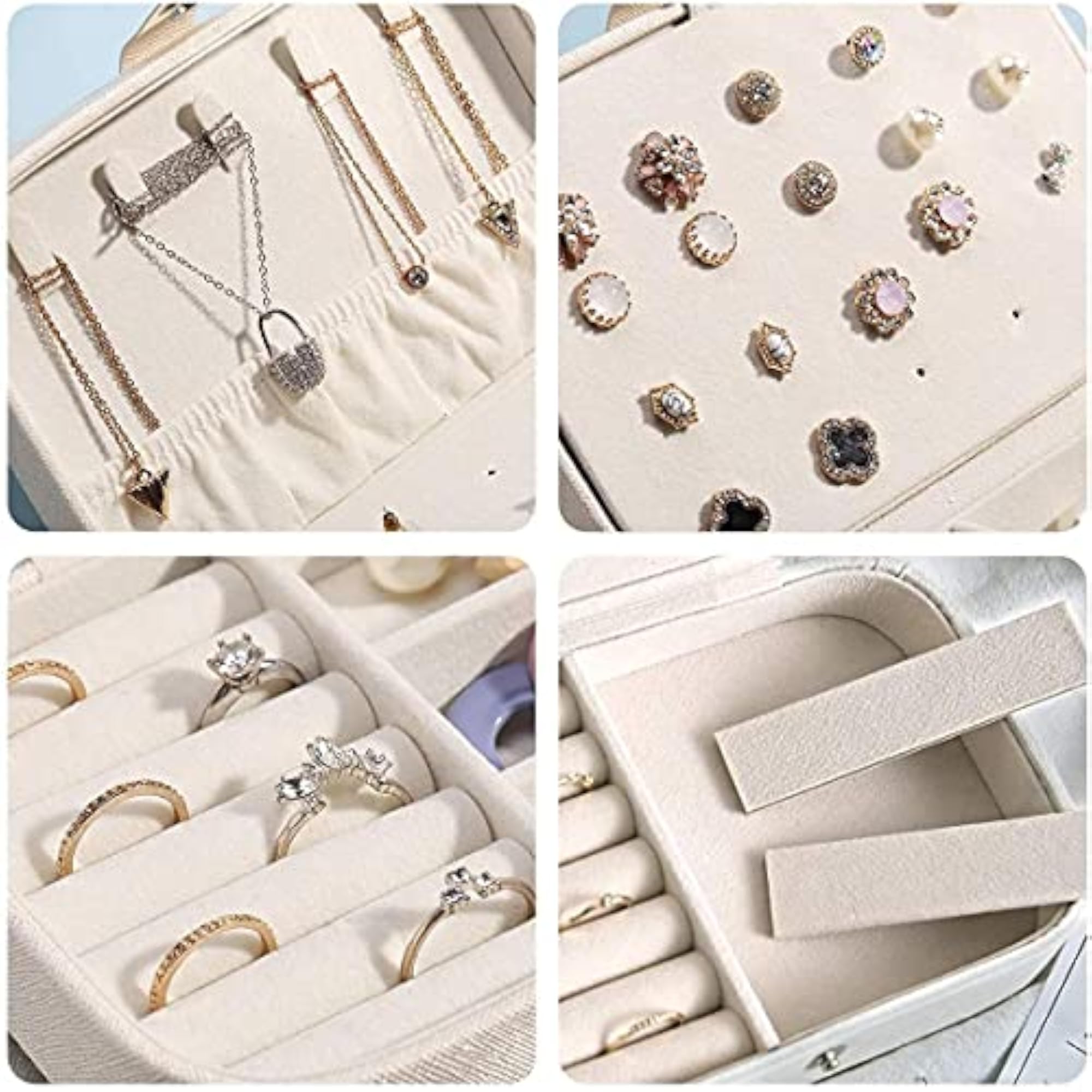 PU Leather Travel Jewelry Organizer Case for Women