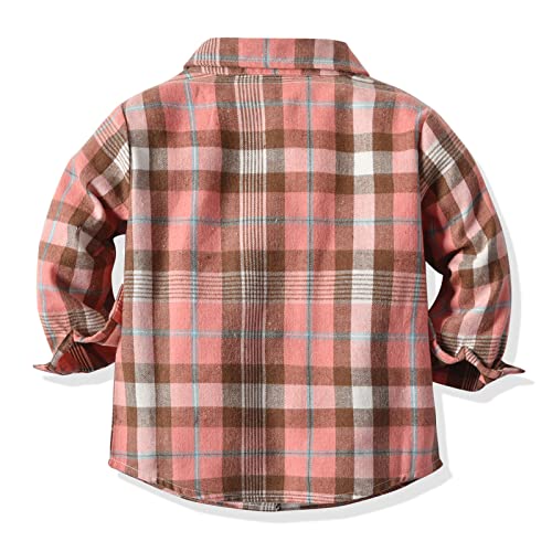 Kids Sport Jacket Toddler Boys Long Sleeve Winter Bow Tie Shirt Tops Coat Outwear For Babys Clothes Plaid Pink2